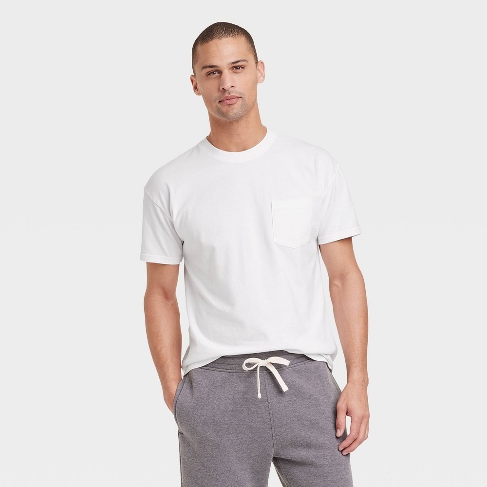 Goodfellow & Co Relaxed Fit Pocket T-Shirt Mens XXL White NWT Target Crew Tee